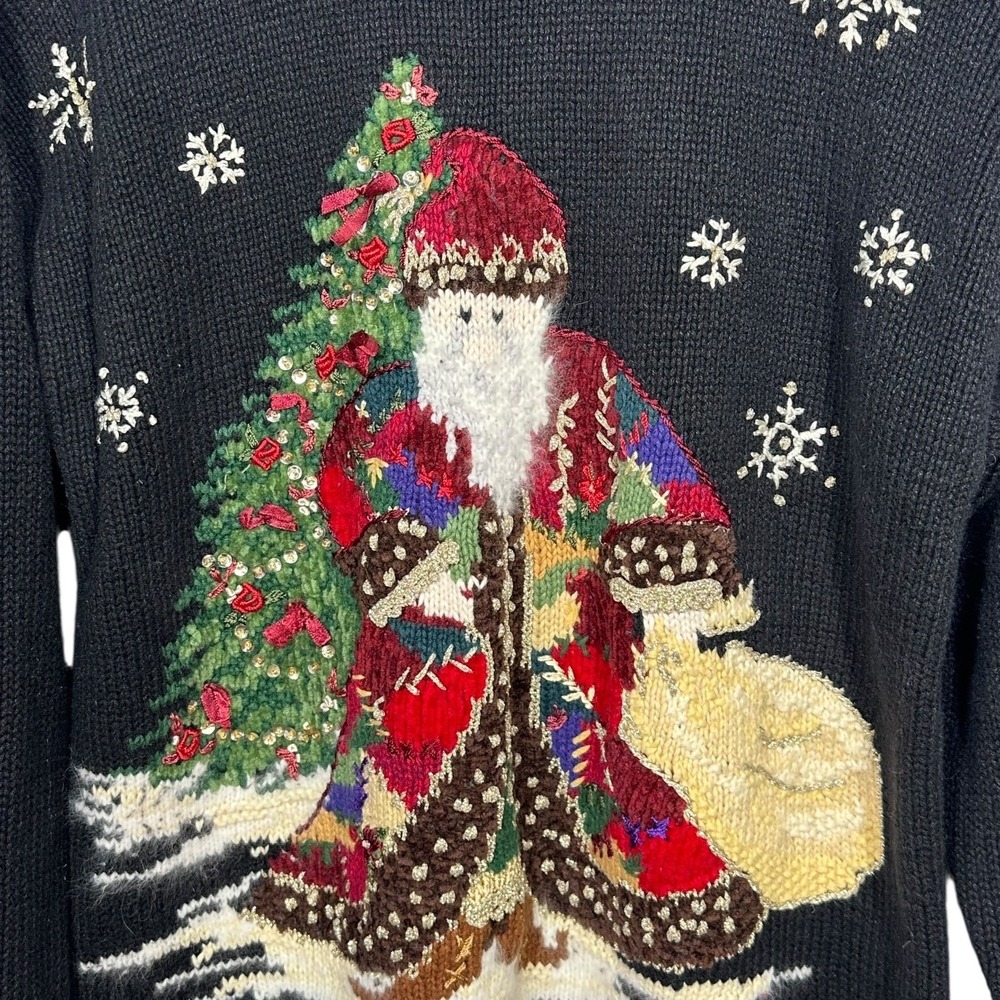 Vtg 90s Heirloom Collectibles Roll Neck Santa‎ Sweater Sz M Ugly Christmas Party - Picture 10 of 12